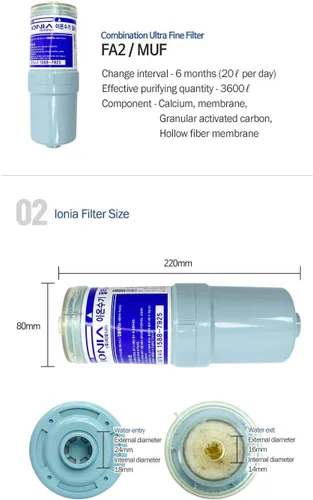 Miniatura 2 de Ionia Filtro ionizador de agua original para JP-101, JP-102, JP-103, JP-104, JP-105, JP-107, JP-108, JP-108T, JP-109, JS-202, JS-205, JP-3000