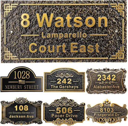 Miniatura 38 de Placa personalizada de dirección de casa de 12 pulgadas, números fundidos para exteriores, placa de señal de dirección personalizada con nombre