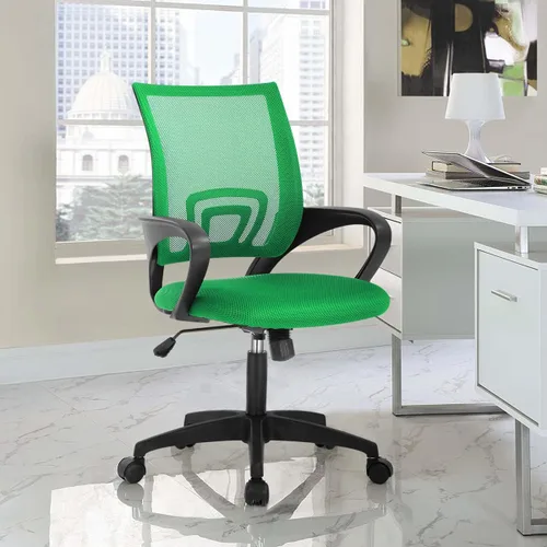 Miniatura 11 de HHS Silla de oficina ergonómica, silla de escritorio de malla con respaldo medio, silla de computadora con soporte lumbar, silla ejecutiva con Negro