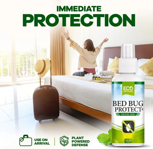 Miniatura 3 de Eco Defense - Spray contra chinches de tamaño de viaje - Aprobado por TSA 85 ml – Artículos esenciales de viaje para hotel, crucero, vacaciones