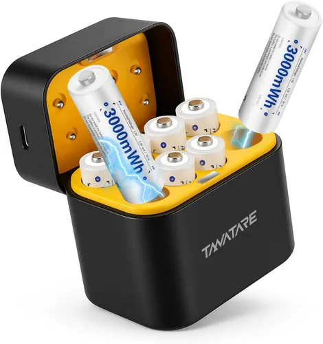 Miniatura 9 de Tanatare Paquete de 8 baterías recargables AA de iones de litio con cargador rápido de 2.5 horas, 3000 mWh 1.5 V de salida constante