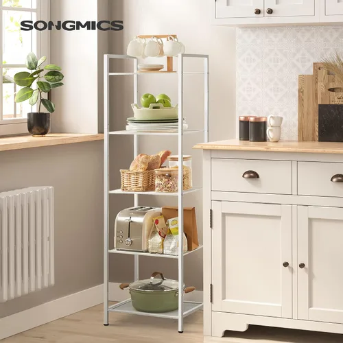 Miniatura 2 de SONGMICS Estante de almacenamiento de 5 niveles, estante de baño, soporte extensible para plantas con estante ajustable, para baño, sala de estar