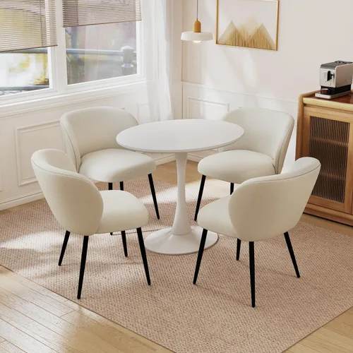Miniatura 8 de Juego de 2 sillas tapizadas de tela, sillas de tocador de maquillaje, sillas decorativas modernas, sillas de comedor con patas de metal para cocina