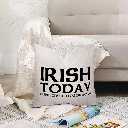 Miniatura 3 de Irish Today Hungover Tomorrow Quotes - Fundas de almohada decorativas de 16 x 16 pulgadas, funda de almohada de algodón y lino, divertida funda