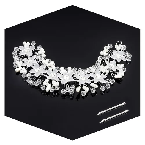 Miniatura 7 de CURASA Diadema de perlas rosas de cristal para niña, corona de princesa para cumpleaños, primera comunión
