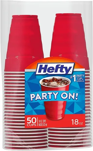 Miniatura 2 de Hefty Vasos fríos de plástico desechables de fácil agarre, vasos de bebidas duraderas para refrescos, jugos y bebidas frías, vasos de plástico rojo