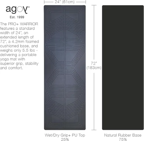 Miniatura 7 de agoy Pro+ Warrior - Esterilla de yoga antideslizante de alta calidad - Diseño ecológico - Alfombrilla de poliuretano con agarre húmedo y seco +