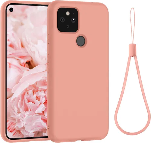 Compatible con Google Pixel 5A, funda delgada de goma de gel de silicona (con forro de microfibra), diseño de cuerpo completo a prueba de golpes