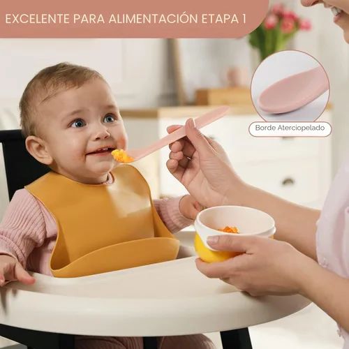 Miniatura 5 de 6 piezas de cucharas de silicona para alimentación de bebé, cucharas de bebé de primera etapa, punta suave fácil para las encías Cucharas