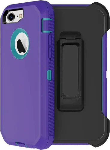 Miniatura 24 de Funda para iPhone 8 y iPhone 7, resistente, con función atril, protector de pantalla integrado, 4 en 1, fuerte y resistente a prueba de golpes
