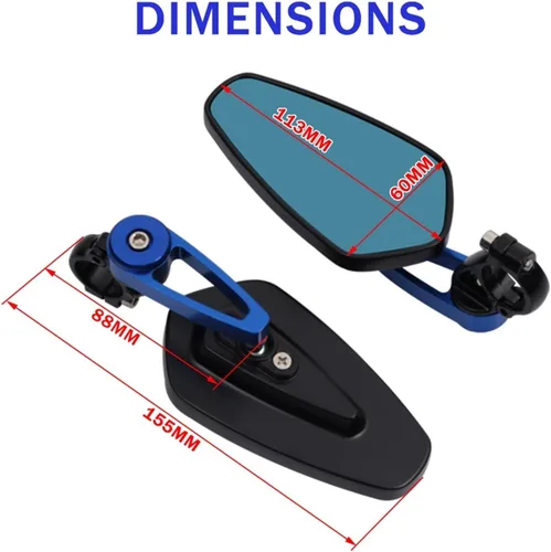 Miniatura 3 de Espejo retrovisor azul para motocicleta, retrovisor, 7/8 pulgadas, 0.866 in, para Kawasaki H2 H2R Z1000SX Ninja 1000 Z1000 Z1000 Z1000R