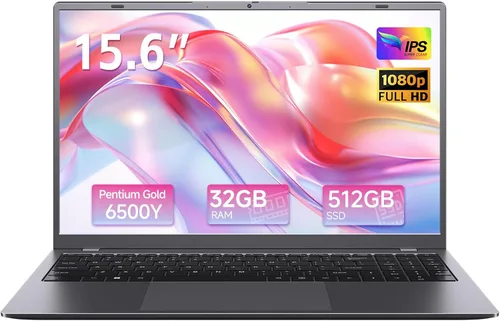 Computadora portátil, portátiles de 15.6 pulgadas - 32 GB de RAM 512 GB SSD, procesador Pentium 6500Y (hasta 3.4 GHz), pantalla FHD IPS,