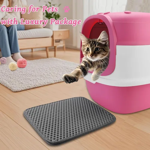 Miniatura 7 de Caja de arena para gatos con tapete de arena, caja de arena grande de 20 x 15 x 15 pulgadas para gatos grandes, cajas de arena extraíbles cerradas