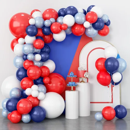 Miniatura 8 de Kit de Arco de Guirnalda de Globos Naranja Azul Kit de Arco de Globos Naranja Azul Marino Kit de Globos de Látex Perla Azul Oscuro Claro Globos