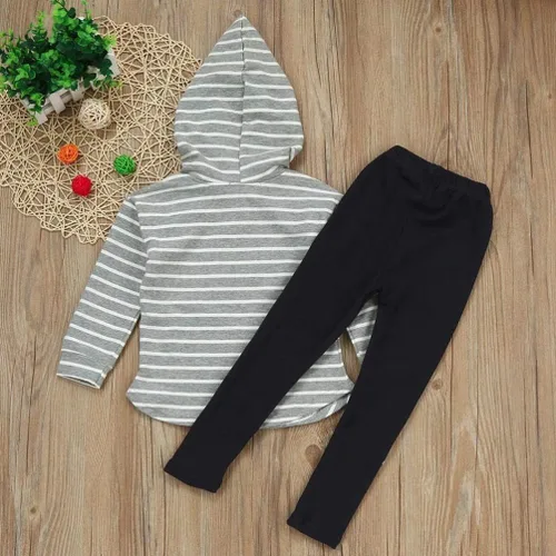 Miniatura 4 de Ritatte Toddler Girl Fall Outfits Striped Hoodie Pants 2PCS Sweatsuit Set Kids Baby Winter Clothes Jogging Suits for 2-6Y