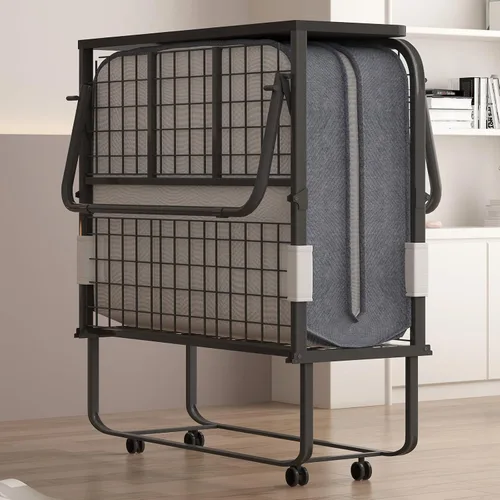 Miniatura 10 de PUREMIND Cama plegable con colchón de 5 pulgadas para adultos, cama plegable de 75 x 38 pulgadas con bolsa a prueba de polvo y marco de metal, camas