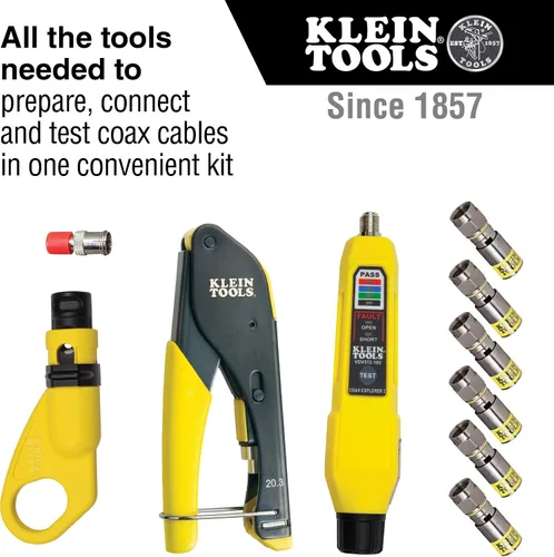 Miniatura 3 de Klein Tools Kit de instalación de cable coaxial + crimpador/pelador/cortador modulares