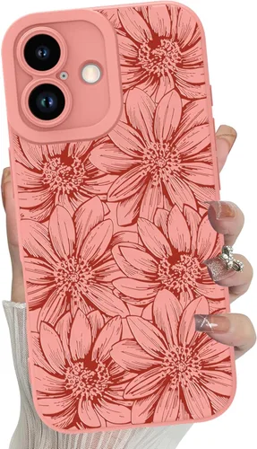 Miniatura 67 de MZELQ Funda para iPhone 17 Pro 2025, diseño de girasoles de silicona, flores florales, protección de cámara, funda delgada y suave para teléfono