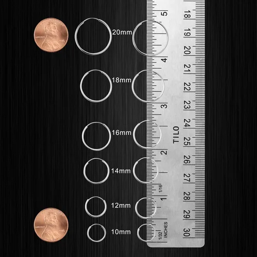 Miniatura 3 de Aretes de argollas sinfín redondas de oro blanco de 14 ct - 10-18 mm
