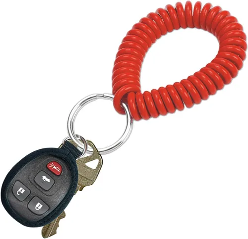 Miniatura 60 de Lucky Line - Resorte de muñeca en espiral de 2 pulgadas de diámetro con llavero de acero, multicolor, pulsera flexible para muñeca, se estira hasta