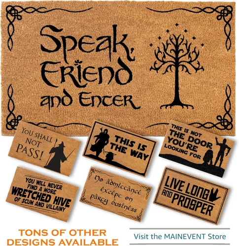 Miniatura 4 de MAINEVENT Felpudo con texto en inglés "Speak Friend and Enter", 30 x 17 pulgadas, Mercancía de Trilogía, Felpudo de Bienvenida para Exteriores