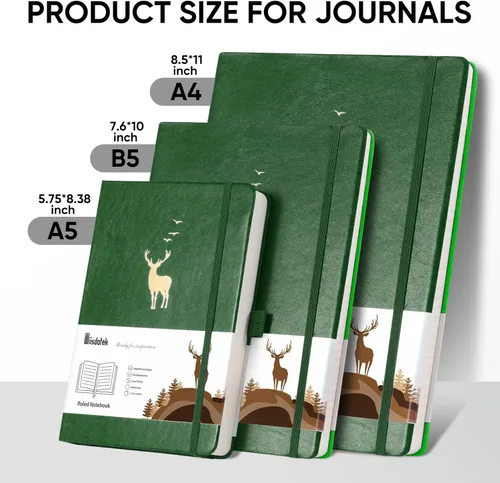 Miniatura 3 de Cuaderno rayado A5 - 312 páginas numeradas, diarios de cuero para escribir, contenido de 3 páginas de índice, papel grueso de 100 g/m², tapa dura