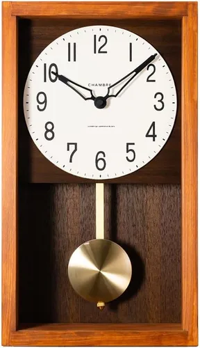 Miniatura 17 de Reloj de pared con péndulo, reloj de escritorio japonés hecho a mano con madera maciza de haya, roble y nogal, sin tictac, funciona