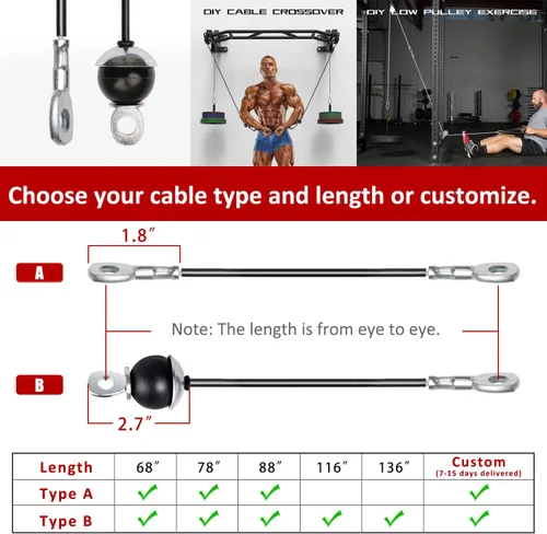 Miniatura 4 de SYL Fitness Cable de repuesto de gimnasio Cuerda de alambre de acero resistente para gimnasio en casa Polea de cable Accesorios de máquina