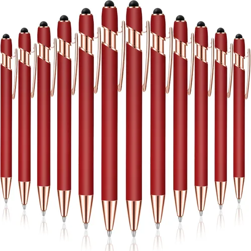 Miniatura 9 de Tenare 12 piezas 2 en 1 bolígrafo de metal con punta de lápiz capacitivo, bolígrafo de 1,0 mm de tinta negra para pantallas táctiles (color surtido)