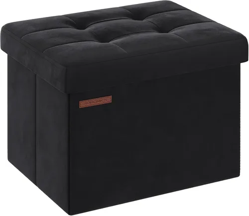 Miniatura 11 de SONGMICS Otomana pequeña plegable de almacenamiento, taburete reposapiés, 12.2 x 16.1 x 12.2 pulgadas, otomana con almacenamiento, carga de hasta