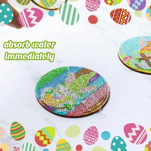 Miniatura 4 de XEFINAL 8 posavasos de diamante de Pascua con soporte, posavasos de gnomo, kits de pintura de arte de diamante para adultos principiantes Gnomo
