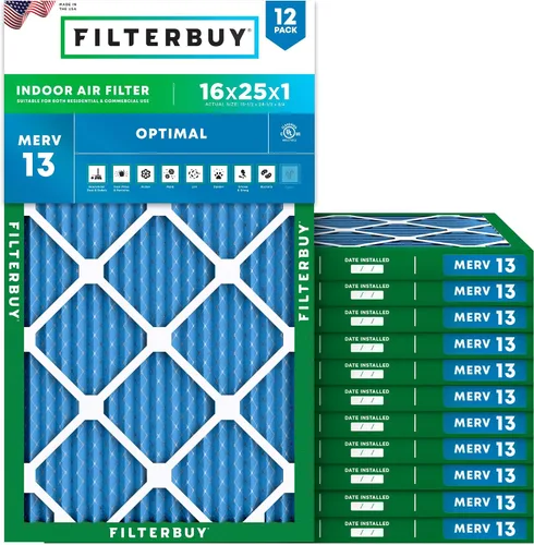Miniatura 20 de Filterbuy Filtro de aire de 8 x 14 x 1 pulgadas MERV 13 de defensa óptima (paquete de 12), filtros de aire de repuesto plisados HVAC para calderas