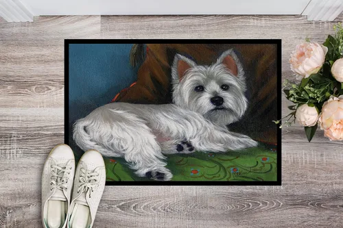 Miniatura 3 de Caroline's Treasures PPP3287MAT Westie Wake Up - Tapete para puerta delantera, 18 x 27 pulgadas, para interiores y exteriores, para entrada