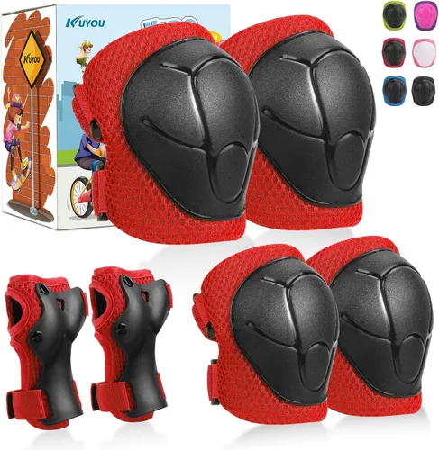 Miniatura 7 de KUYOU Rodilleras para Niños Coderas Protectores Equipo de Protección Conjunto Equipo de Seguridad para Patines de Ruedas Ciclismo Bicicleta BMX
