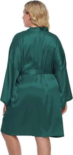 Miniatura 3 de Bata de baño de satén para mujer, talla grande, bata corta de seda para dama de honor, boda, fiesta, camisón para dormir