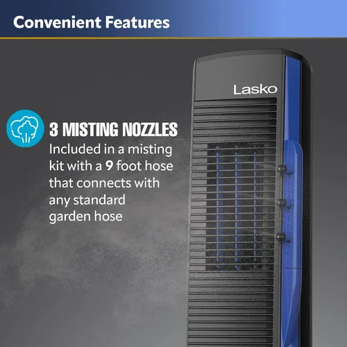 Miniatura 3 de Lasko Misto YF300 - Ventilador de torre para exteriores, 4 velocidades, oscilación interna, para terrazas, patios y porches, negro, YF300, grande