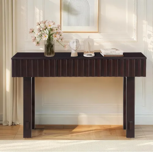 Miniatura 14 de Mesa consola de madera de 59 pulgadas para entrada, moderna mesa de sofá detrás del sofá con mesa espaciosa, mesas de sofá de granja para sala
