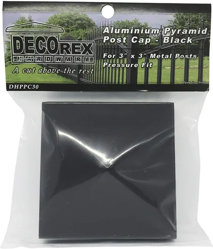 Miniatura 3 de Tapa de poste piramidal de aluminio de 3 x 3 pulgadas para postes de metal, ajuste a presión, color negro con recubrimiento en polvo, resistente al