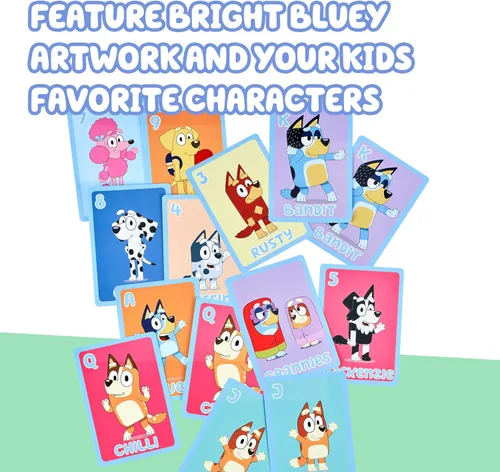 Miniatura 4 de Bluey Juego de Cartas 5 en 1, Juego para Niños Pequeños con Baraja de 53 Cartas de Tamaño Jumbo, Juegos de Cartas Interactivos Multicolor para Niños