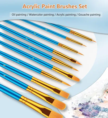 Miniatura 2 de Pinceles de pintura, juego de pinceles para pintura acrílica, 20 piezas de madera maciza Handel Oil Acuarela pinceles con cepillos de pelo de nailon