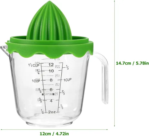 Miniatura 4 de Garneck Exprimidores manuales con taza medidora de 12 onzas – Exprimidor de mano de frutas para limón/cítricos – Pequeño extractor de jugo portátil