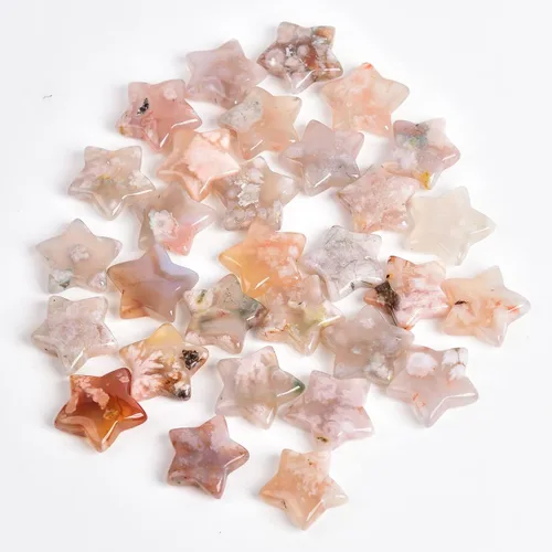 Miniatura 5 de JIC Gem 1.2 "Natural Sakura flor ágata estrella en forma de flor de cerezo ágata piedras de cristal a granel de piedras preciosas de estrella