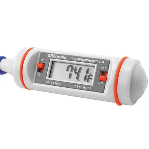 Miniatura 4 de Termómetro digital rastreable de bolsillo con calibración, 302 °F; vástago largo de 8 pulgadas