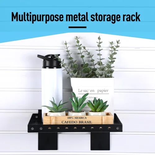 Miniatura 4 de Thyle 2 estantes de pared de listones, estante de metal resistente para venta al por menor, garaje, almacenamiento en el hogar, zapaterías