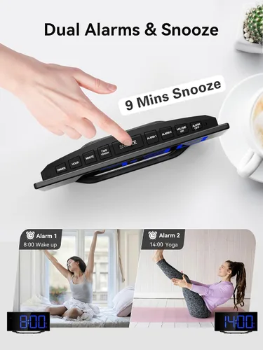 Miniatura 5 de Reloj despertador digital para mesita de noche del dormitorio, pantalla grande de números grandes con atenuador de brillo, reloj de escritorio
