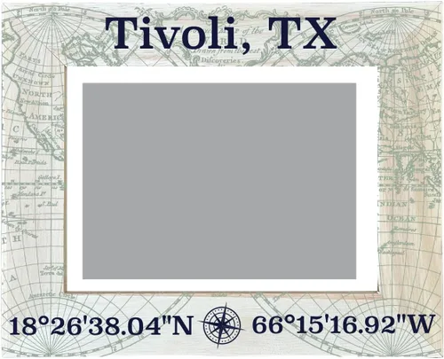 Tivoli Texas Souvenir Wooden Photo Frame Compass Coordinates Design Matted to 4 x 6