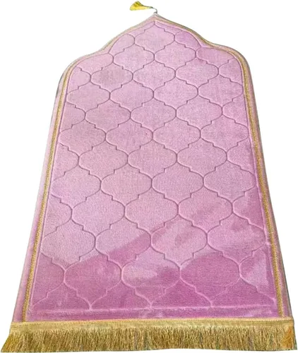 Alfombra de oración musulmana, gruesa y suave, alfombra musulmana portátil, alfombra de oración musulmana, alfombra de oración turca, alfombra Rosa