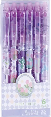 Miniatura 7 de MOZXIRZ 6 piezas de bolígrafos de tinta de gel borrables, bolígrafos retráctiles, lindos bolígrafos rosa y melocotón, bolígrafo de punta fina