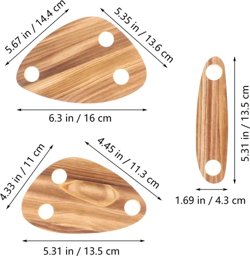 Miniatura 2 de Hemoton Juego de 3 bandejas rectangulares de madera para servir con tapa para botella de vino, platos de queso y bandeja de joyería