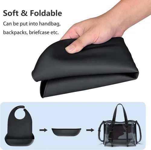 Miniatura 5 de Baberos para adultos Kinggrand Kitchen para hombres, mujeres, ancianos - Babero de silicona para adultos para comer - Baberos lavables con recogedor